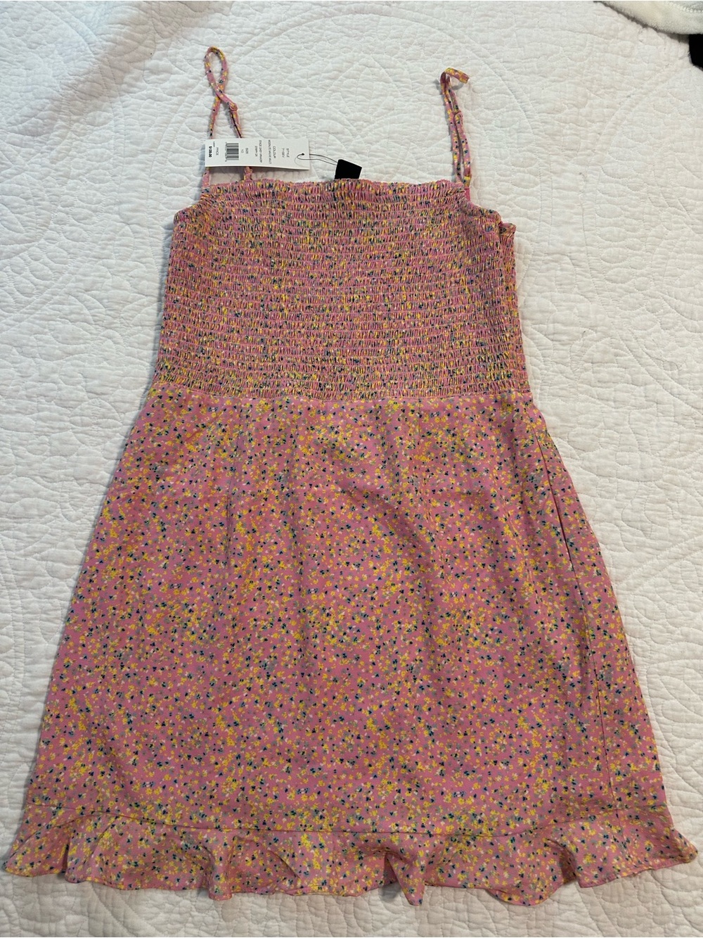 French Connection Pink Floral Smocked Sundress